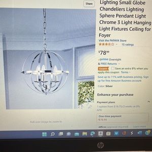 Modern Orb Globe Chandelier 3 Lights -Never Used